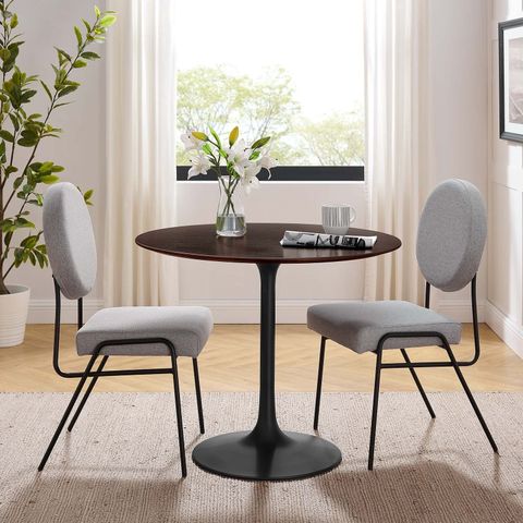 Modway Lippa 36" Round Wood Grain Dining Table In Black Cherry Walnut ... intended for Modway Lippa 36" Round Veneer And Mdf Dining Table In Black/Walnut